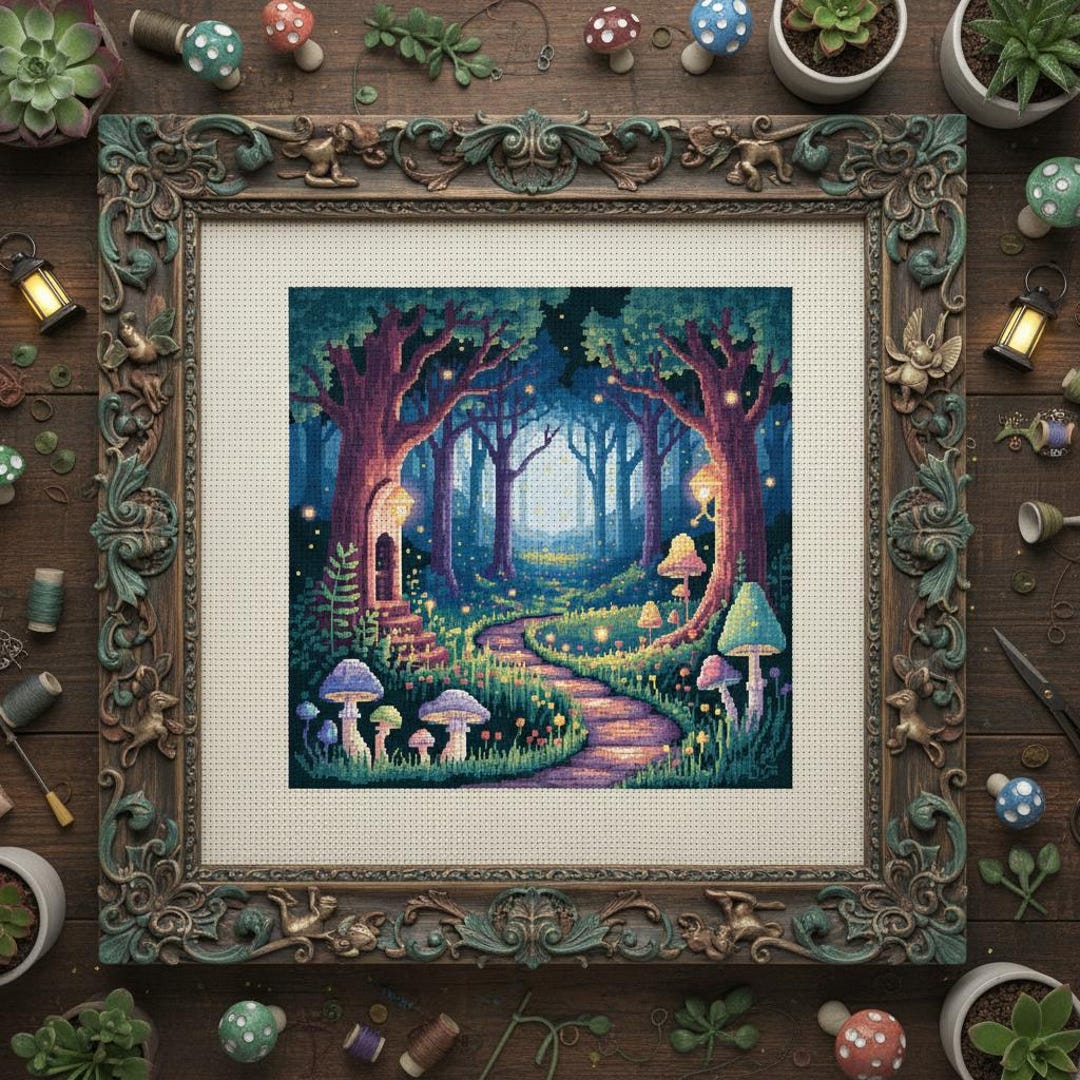 Enchanted Firefly Forest – Magical Night Cross Stitch Pattern (PDF) - Etsy