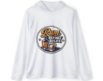Rum Before Rules Hoodie | Nautisk romflaska och glasgrafik