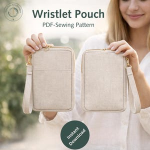 Wristlet Pouch Sewing Pattern PDF | Zipper Wristlet Bag Pattern | Small Medium Large | DIY Handmade Bag | Instant Download