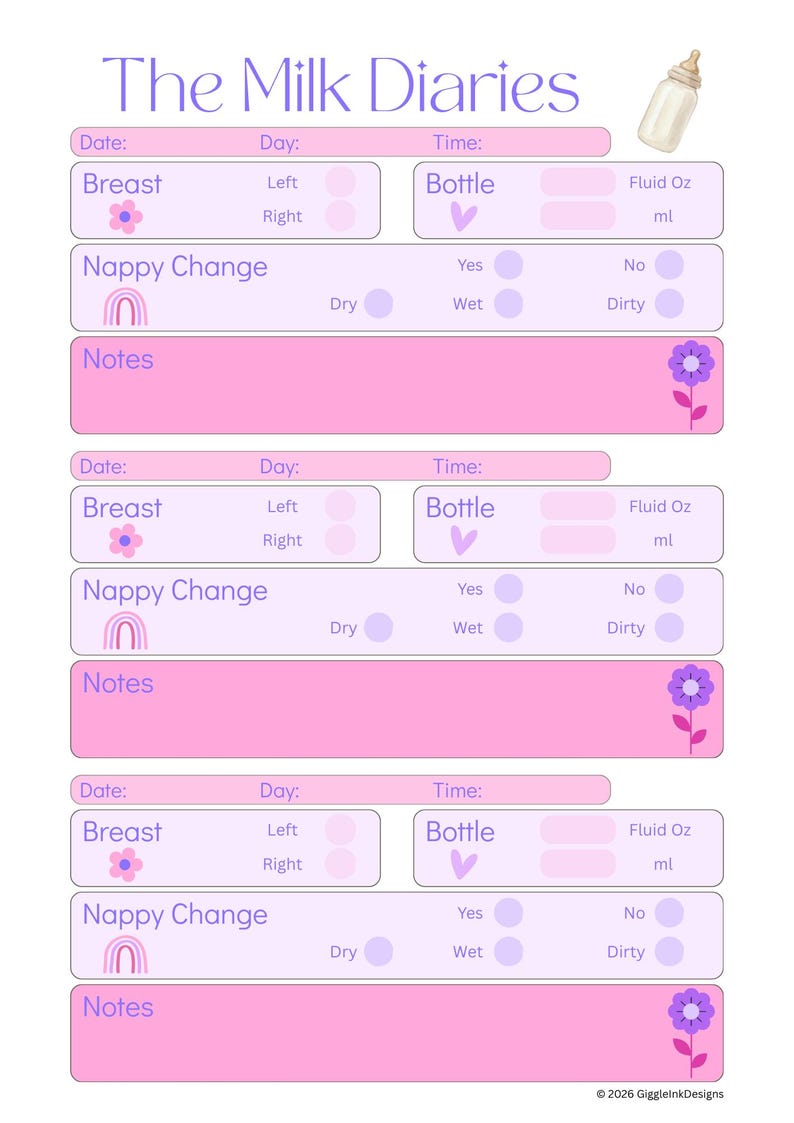 Baby Feeding and Nappy Tracker Printable | Newborn Routine Planner ...