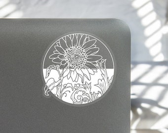 3 Pack Clear Sunflower Sticker - Sunflower Laptop Decal - Sunflower Car Decal - Flower Sticker - Friend Gift - Sunflower Gift - Bday Gift