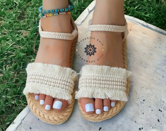 Handmade Women's Casual Lace Strap Flat Heel Sandals: Anti-Slip, Wear-Resistant, Trendy Beach Sandals for Summer Fashion