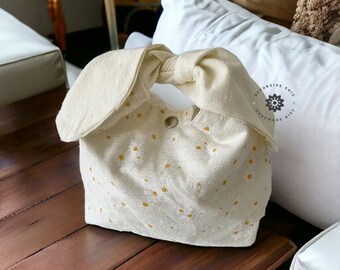 Lunch Bag Corduroy Canvas, Tote Eco Cotton Cloth Small Handbag,  Food Storage Bags, Gift For Mother