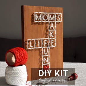 Kit fai da te per puzzle con fili, elegante decorazione in legno per la casa, cruciverba murale a colori personalizzati