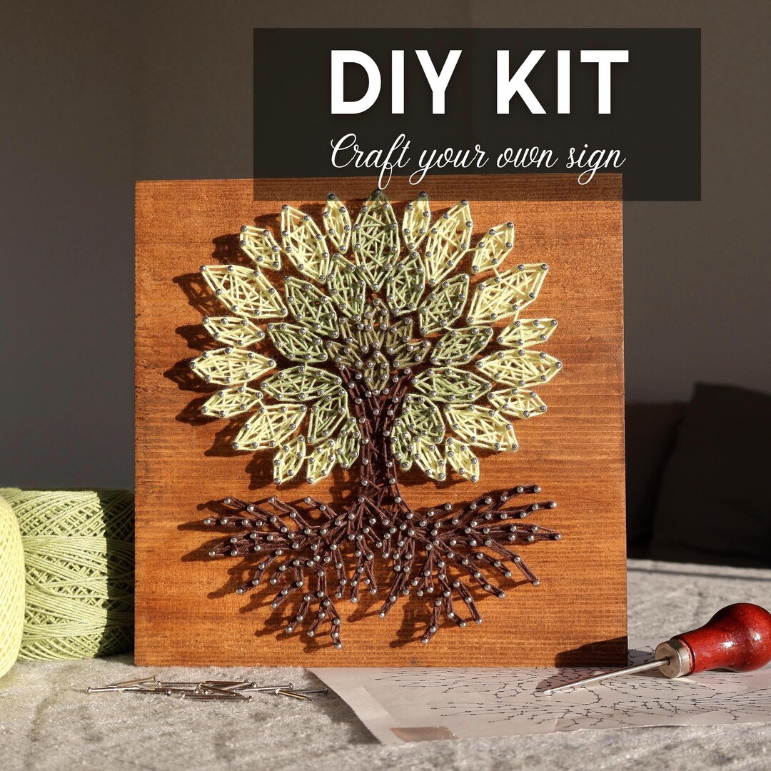 Tree of Life String Art DIY Kit, Mindful Adult Craft Kit, Wooden Nature ...