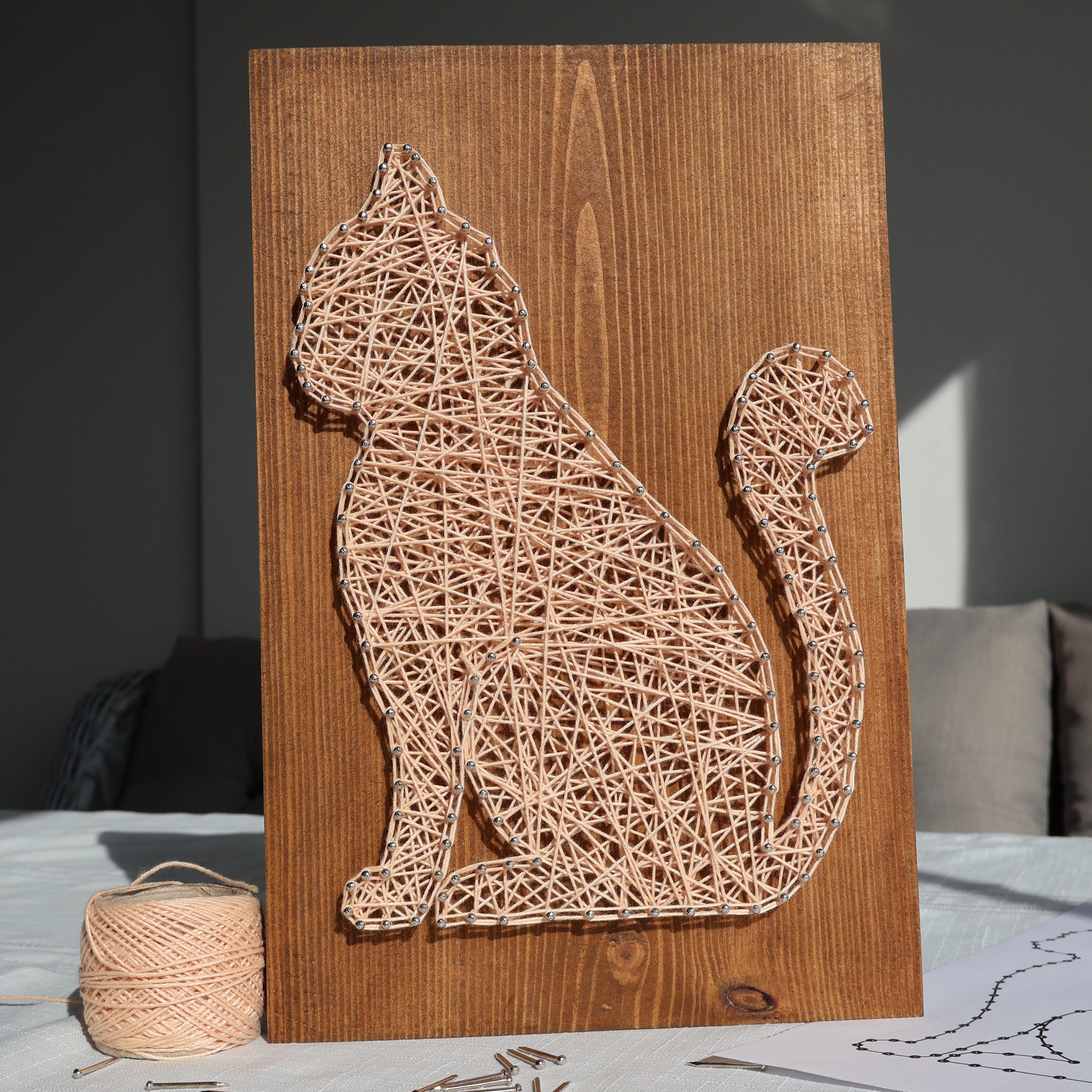 DIY Cat String Art Kit for Adults, Elegant Wooden Home Decor, Furry ...
