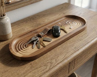 Handmade Long Paulownia Wood Tray, Oval Serving Platter, Minimalist Centerpiece, Rustic Catchall Dish