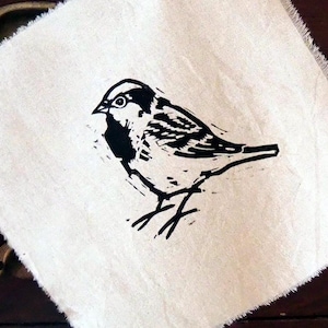 Little Sparrow – Hand Printed Fabric Patch