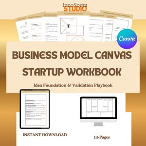 Business Model Canvas Workbook | Startup Idea Validation (Canva Template, PDF Download)