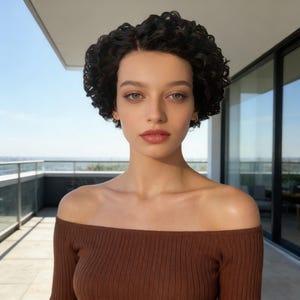 Customization，Black Short Curly Pixie Wig for Women | Natural Hairline Heat Resistant Synthetic Wig | Daily Wear Party Cosplay Hair Wig