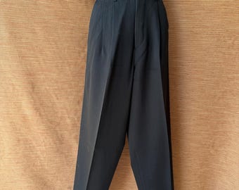 A.P.C. Vintage 90s Black Wool High Waist Pleated Trousers, Size Medium