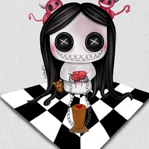 Trauma Bond Art Print | Macabre Pop Surrealism Art, Dark Emo Room Decor, Goth Wall Art, Bloody Heart Illustration, Edgy Decor
