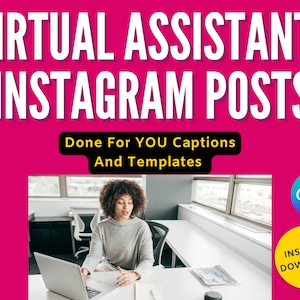 Virtual Assistant Instagram Post Templates: 32 VA Captions (Digital Download)