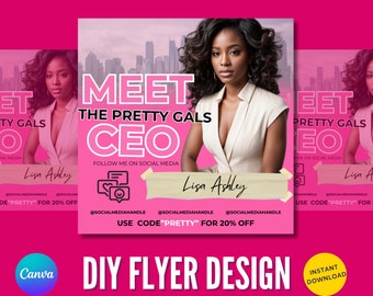 Meet The CEO Eyelash Flyer Template - Lash Business, Beauty Salon Marketing, Social Media, Instagram, Print Ready, Editable, Flyer Design