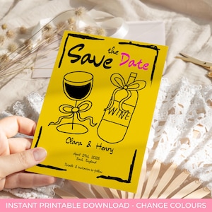 Doodle Art Save the Date Template: Digital Wedding Invite (Digital Download)