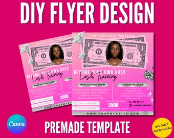 Lash Training Course Flyers - Editable Lash Extension Class Promo Flyers in Canva - Lash Book Now Beauty Training