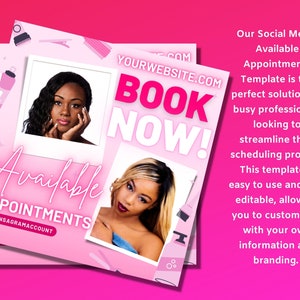 Appointment, Available, Bookings, Book Now Salon Flyers, Hair Lash Nail Makeup Instagram Templates Editable Canva image 3