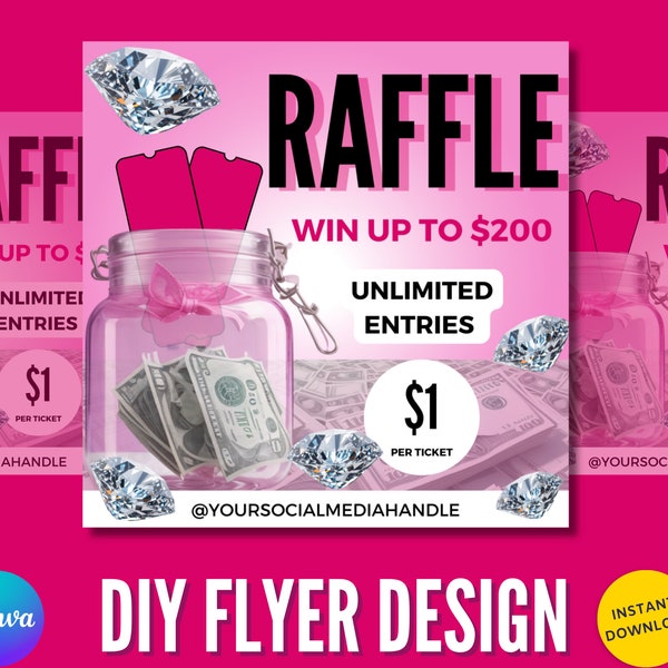 Editable Raffle Flyer Template for Hair Salon Fundraiser - DIY Customizable Giveaway Social Media Design