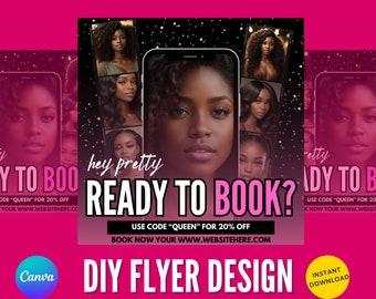 Custom DIY Booking Flyer for Salons & Spas - Editable Hair, Lash, Makeup and Nail Appointments Template