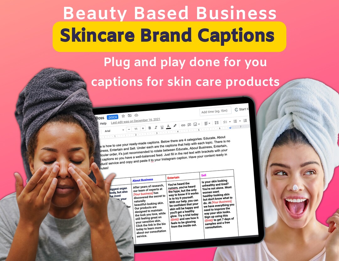 Skincare Business Instagram Captions Template Body Butter Etsy Singapore