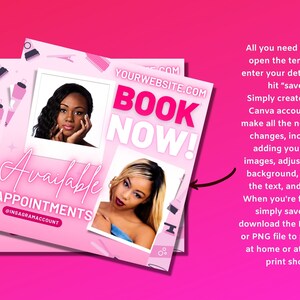 Appointment, Available, Bookings, Book Now Salon Flyers, Hair Lash Nail Makeup Instagram Templates Editable Canva image 6