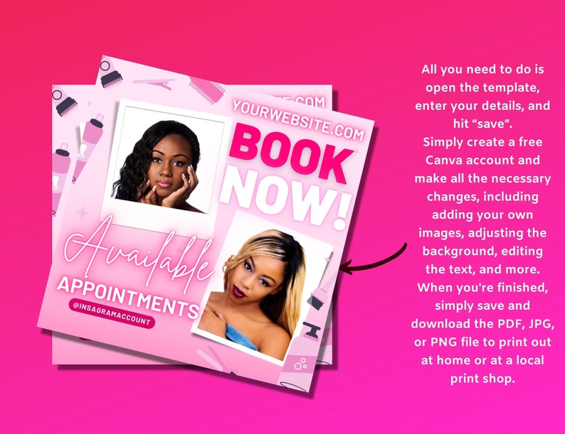 Appointment, Available, Bookings, Book Now Salon Flyers, Hair Lash Nail Makeup Instagram Templates Editable Canva image 6