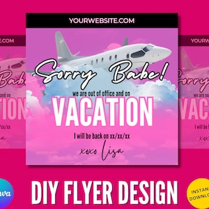 Out of Office Vacation Flyer Template: Business Social Media (Digital Download)