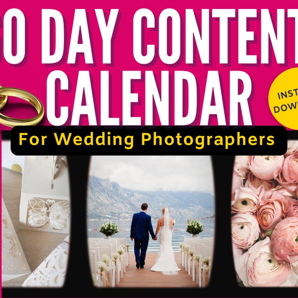 Calendario de contenido y subtítulos de redes sociales para fotógrafos de bodas de 60 días para Instagram y TikTok Hecho para usted para fotógrafos de pequeñas empresas