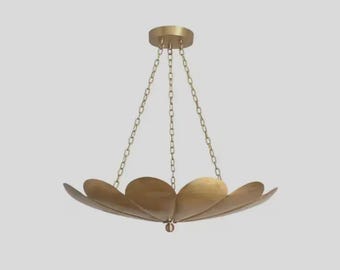 Lámpara de techo tipo Sputnik de mediados de siglo con 3 luces / Lámpara de techo con globo floral de latón / Inspiración vintage