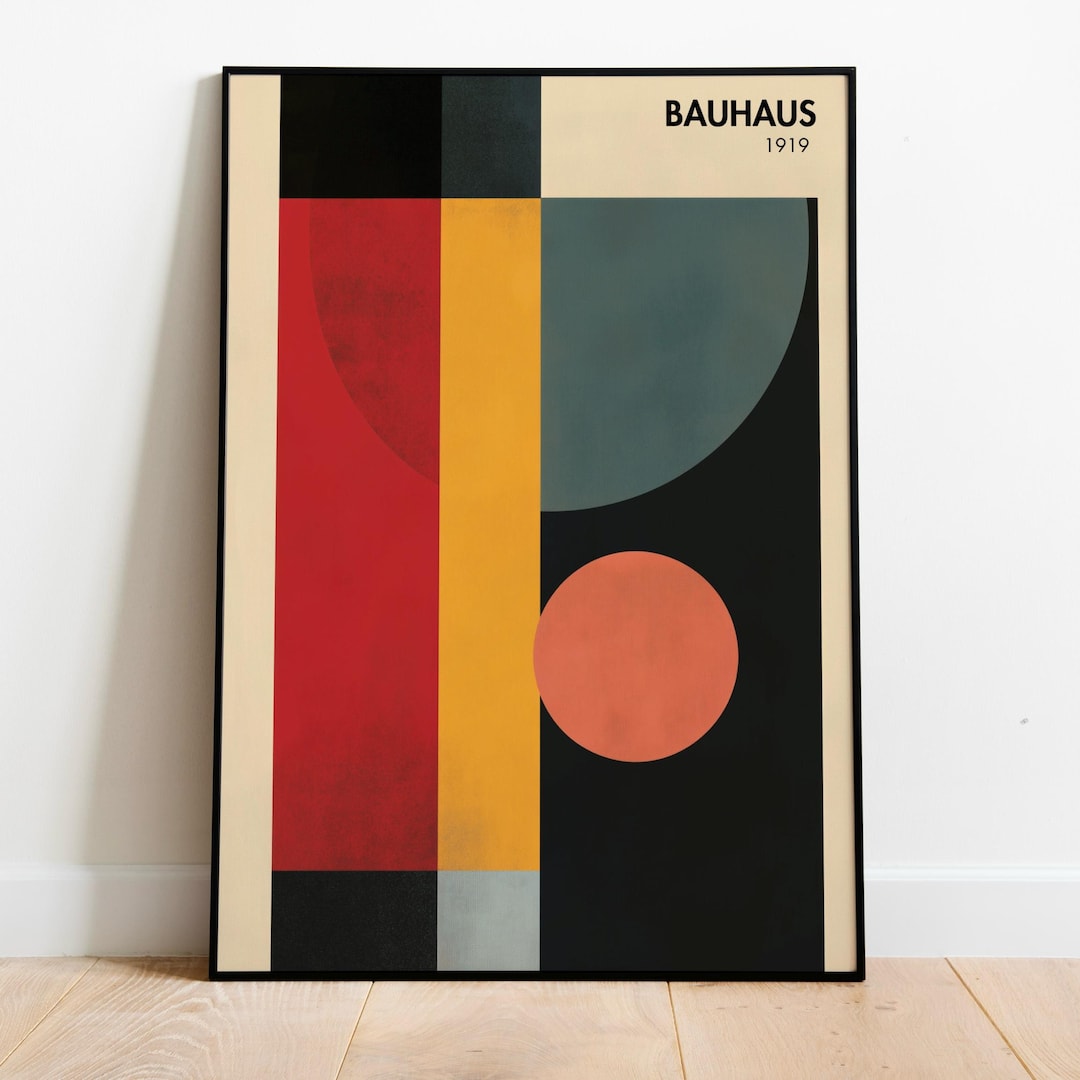Bauhaus Minimalist Geometric Art Print | Abstract Mid Century Modern ...