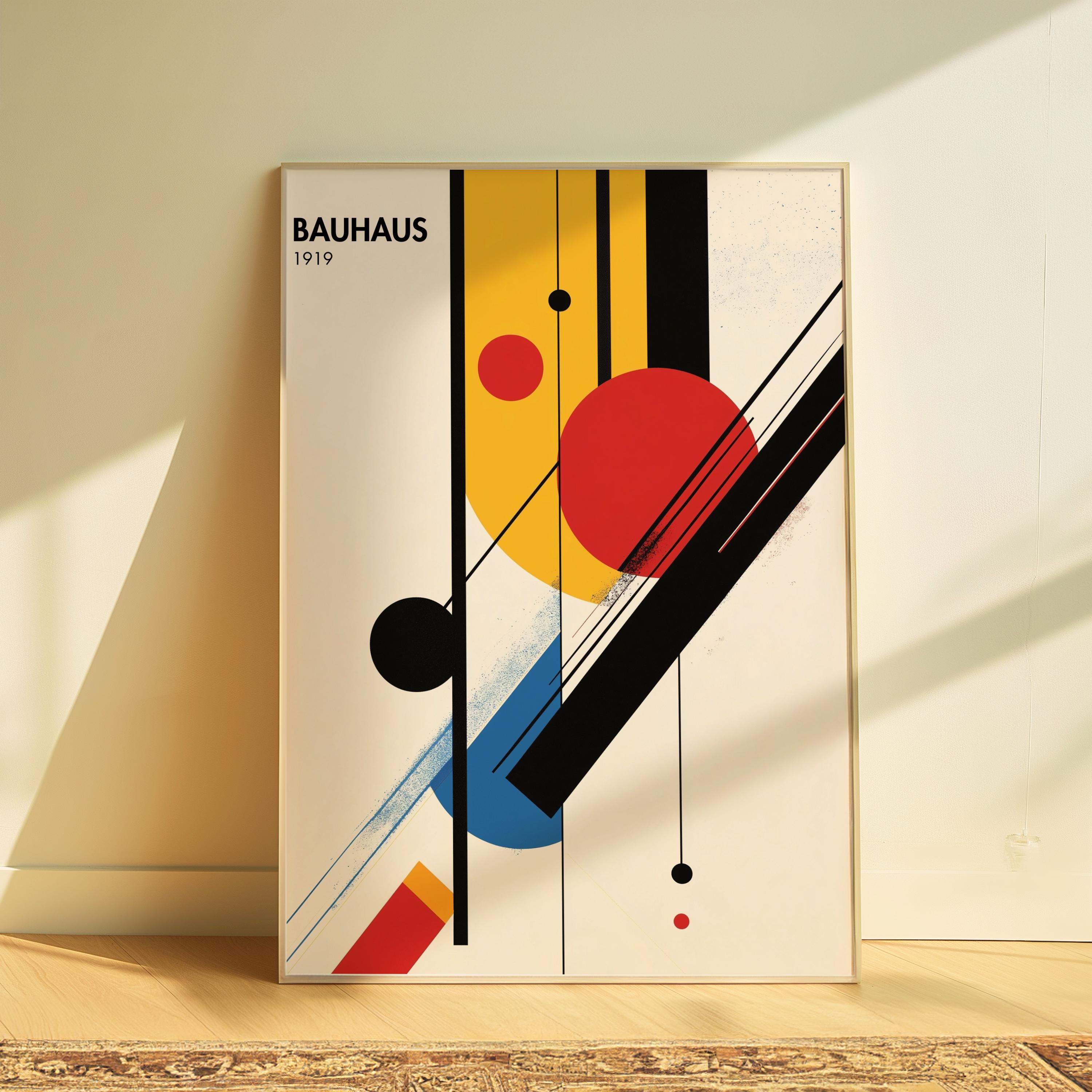 Bauhaus Geometric Wall Art Print | Abstract Minimalist Poster | Mid ...