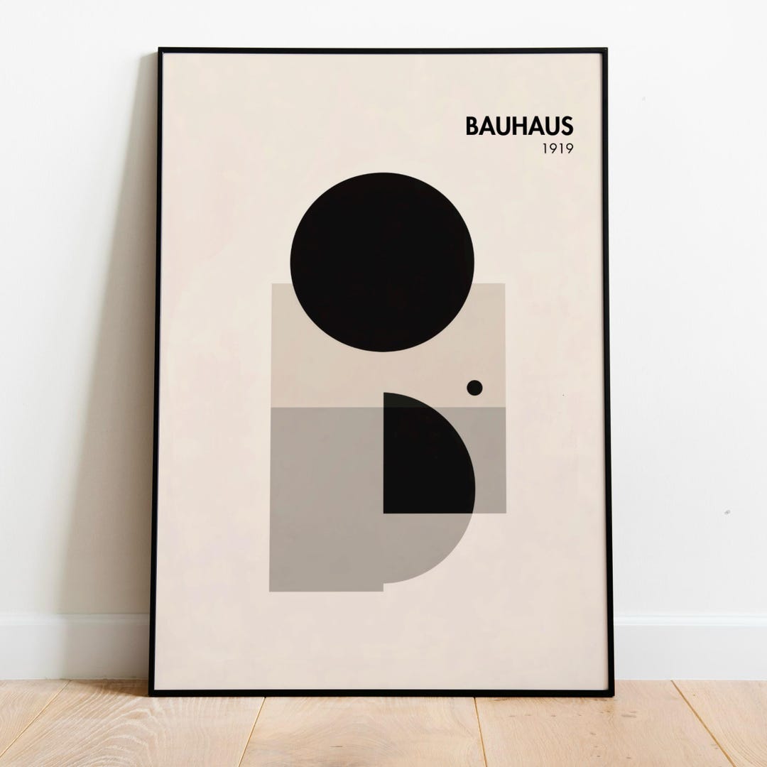 Bauhaus Monochrome Art Print | Abstract Geometric Wall Art | Mid ...