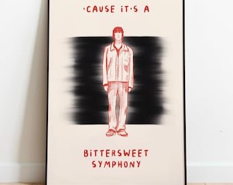 Bittersweet Symphony Inspired Poster | Moody Indie Wall Art | Minimalist Lyric Style Print | Aesthetic Music Room Decor