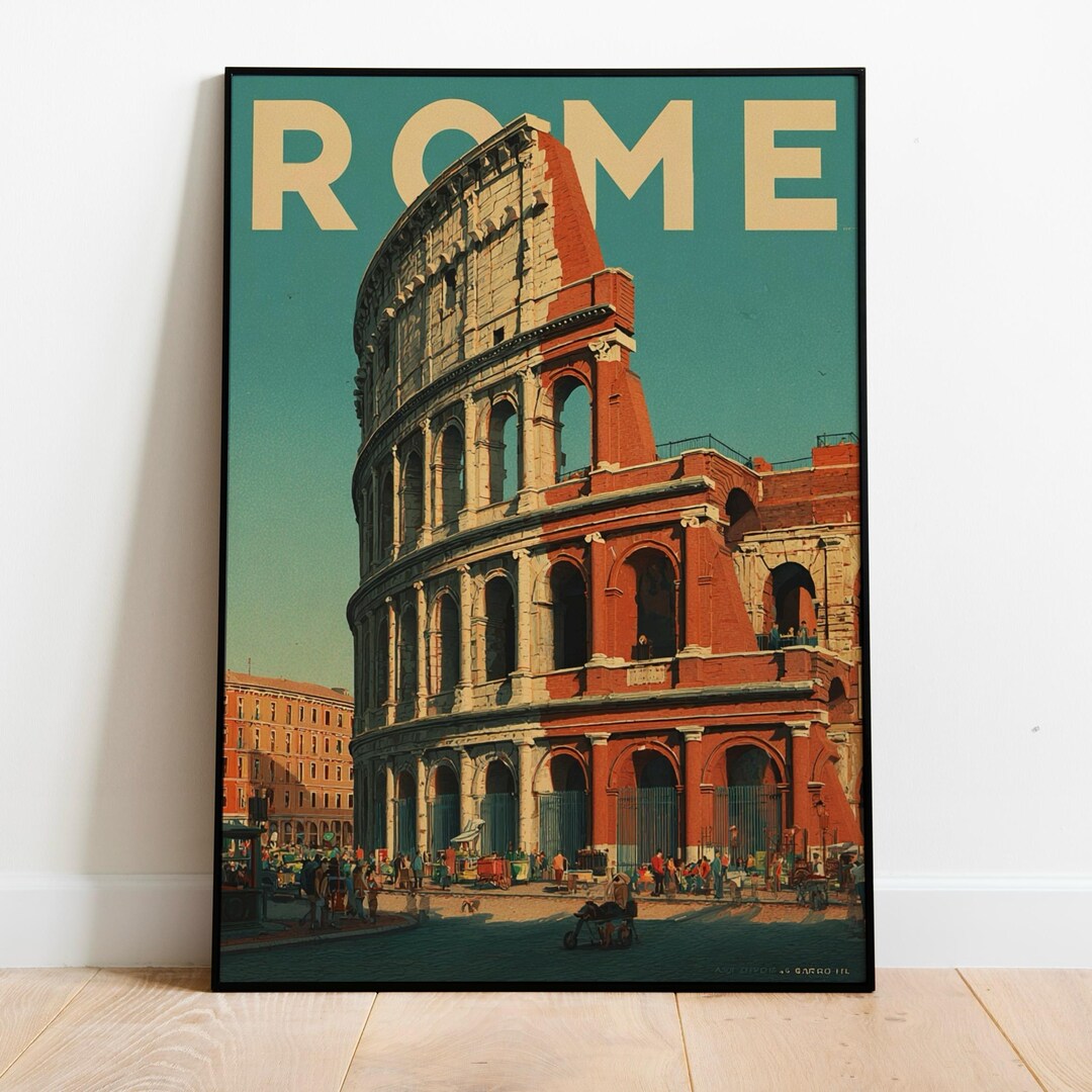 Vintage Rome Travel Poster Art Print – Colosseum Retro Wall Art ...