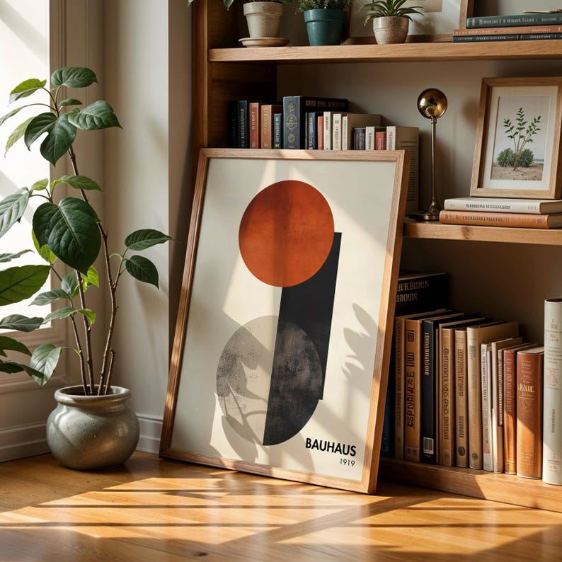 Bauhaus Warm Art Print | Minimalist Geometric Wall Art | Mid Century ...
