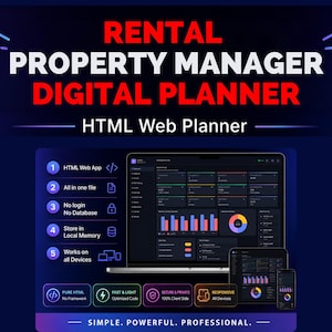 Rental Property Manager Digital Download, Landlord Planner, Rent Tracker, Tenant Manager, Lease Tracker, Income Expense Tracker