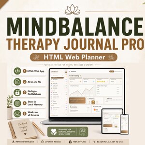 Mental Health Journal App | Anxiety, Mood, CBT Tracker (Digital Download)
