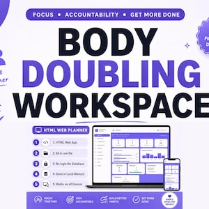 ADHD Focus Timer App | Body Doubling Workspace, Virtual Co-Working, Pomodoro Planner (Digital Download)