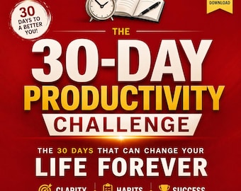 Planificador de productividad de 30 días imprimible / Planificador de enfoque para la organización del tiempo (diario y semanal), registro de hábitos y reflexión (descarga en PDF)