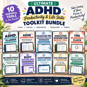 ADHD Executive Function Toolkit, 10 Digital Tools for Focus & Productivity (Instant Download)