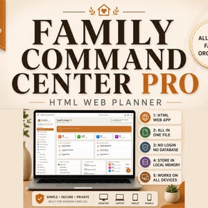 Family Command Center Pro | Offline HTML Family Organizer (Digital Download)