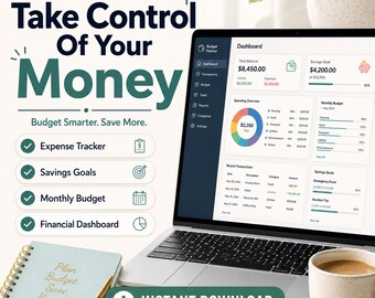 Aplicación HTML para planificar el presupuesto digital, realizar un seguimiento de los gastos mensuales, organizar los objetivos de ahorro y las facturas, y descargar una aplicación de finanzas personales.
