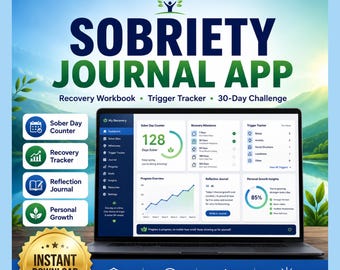Aplicación de diario de sobriedad, cuaderno de trabajo de recuperación, registro de desencadenantes, registro de hitos de sobriedad, descarga HTML sin conexión