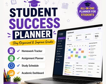 Aplicación HTML para planificar el rendimiento estudiantil, panel de control académico, seguimiento de tareas y trabajos, planificador de calificaciones (GPA) para descarga digital.