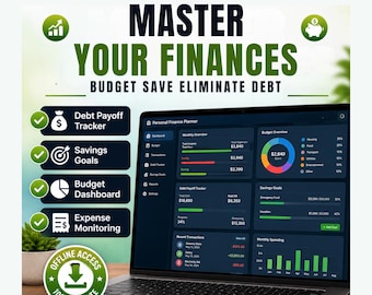 Planificador de finanzas personales en HTML, rastreador de bola de nieve y avalancha de deudas, panel de control de presupuesto y ahorros, descarga digital de la aplicación de dinero