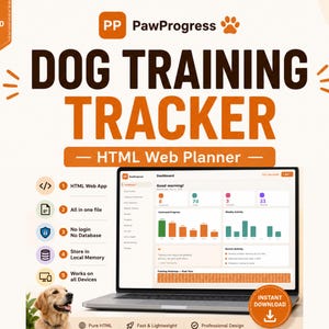 Dog Training Tracker Digital Download, Puppy Training Log, Dog Command Tracker, Training Streak, Problem Behavior Tracker
