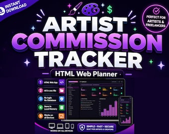 Aplicativo de Controle de Comissões | Gerenciador de Clientes, Faturas e Registro de Pagamentos para Artistas Freelancers (Download Digital)