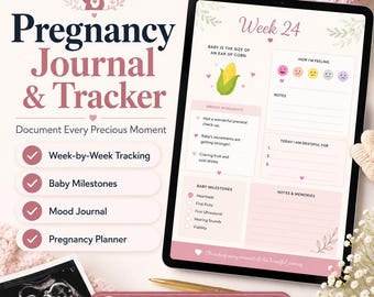 Aplicación de seguimiento y registro del embarazo, hitos del bebé semana a semana, diario de la barriga, cuenta atrás para la fecha prevista de parto, descarga digital en HTML