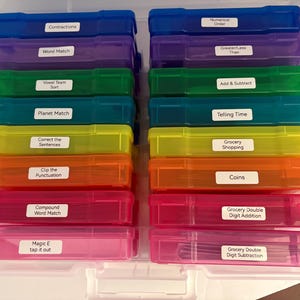 First Grade Classroom Learning | 16 Activity Busy Box |Summer Learning | Addition, Subtraction, Compound Words, Contractions, Time Telling