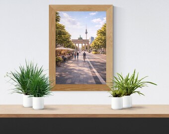 Póster de Berlín A4 – Puerta de Brandeburgo – Paisaje urbano moderno – Arte mural urbano – Digital e impreso – Decoración minimalista de pared